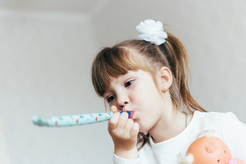 Little girl with pigtails