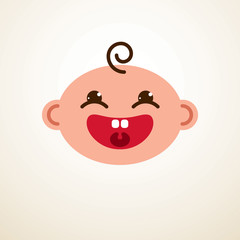 Cute baby cartoon vector flat icon, adorable happy and smiling child emoji.