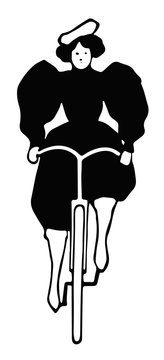 bike-rider woman vintage #vector No.3