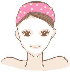 ローションパックをする女性 /  美容のイメージイラスト