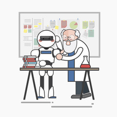 Fototapeta na wymiar Illustration of scientist and robot