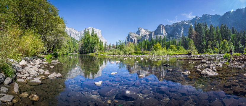 Yosemite Valley with Merced river in summer, California, USA