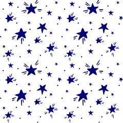 seamless pattern Starry night. blue stars and dots. On white background vector illustration