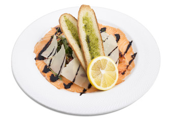 Salmon carpaccio.