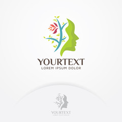 Beauty care logo. Silhouette of a woman face or head for salon logos, spa, treatments, massage, skin care, beauty and health. Vector logo template