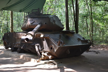 Heavy Tank at Vietcong tunnel systems in Cu Chi in Vietnam, Asia