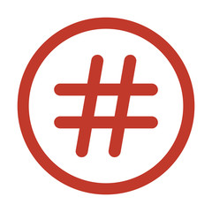 hashtag icon on white background.