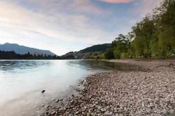 Water lake in Queen Town with mountain background, New Zealand south island