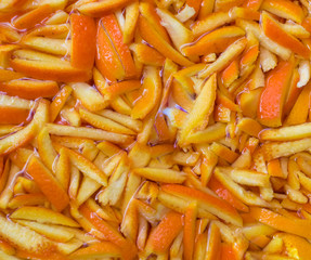 Orange peels chopped in water