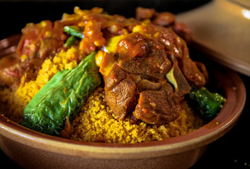 couscous with meat and veg - obrazy, fototapety, plakaty