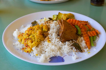 sri lankan rice and curry dish