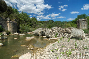 Collapsed Romanesque bridge