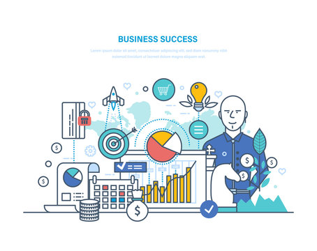 Business success concept. Achievment big profit, high goals, financial well-being.