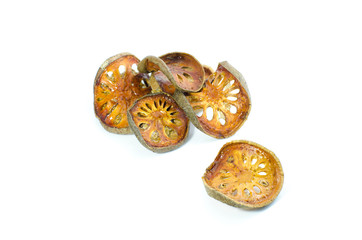 dried bael isolate on white background