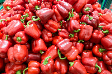 ripe red pepper on the market