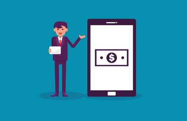 Mobile payments. Online business connection. Vector illustration business technology concept.