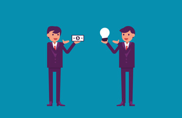 Money exchange ideas or buy. Vector illustration business concept. Flat design.