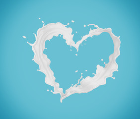 milk heart shape, milk splash