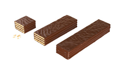 Set of Dark chocolate coated on wafer piece