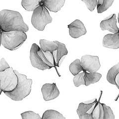 Hydrangea seamless blue pattern - Illustration Flower, Watercolor, Painting, Flora, Wallpaper
