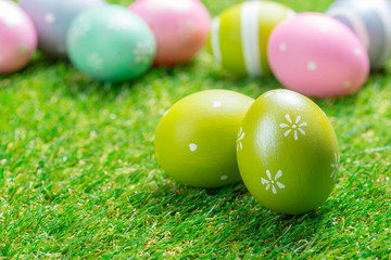 easter eggs on the grass