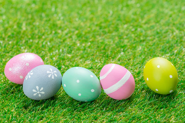 easter eggs on the grass