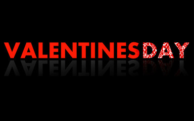 Banner with Valentine's day text in mirror reflection on black background