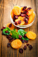 Dried apricots in the bowl