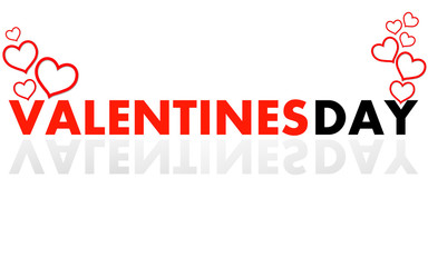 Fototapeta na wymiar Banner with Valentine's day text in mirror reflection on white background