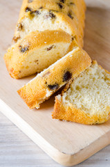 Sweet bread with raisins baked for christmas 