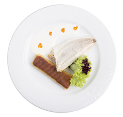 Sea bass fillet with spinach pancake.
