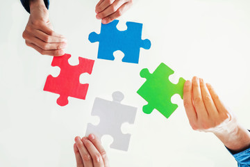 Teamwork meeting Business  Jigsaw Puzzle solution together concept
