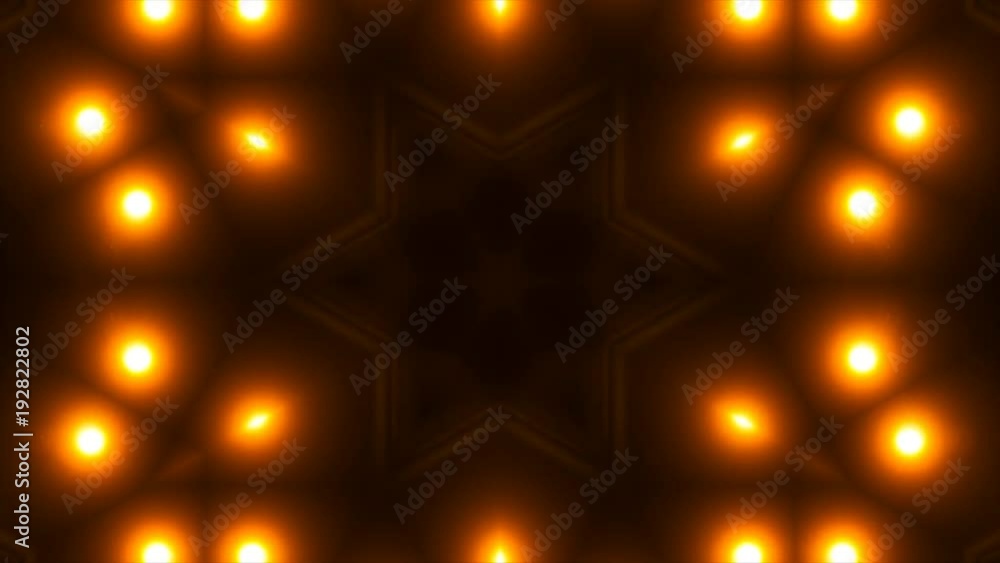 Aufkleber abstract background with vj fractal gold kaleidoscopic. 3d rendering digital backdrop. 4k animation