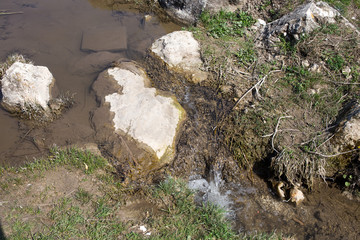 Lake water with sludge.