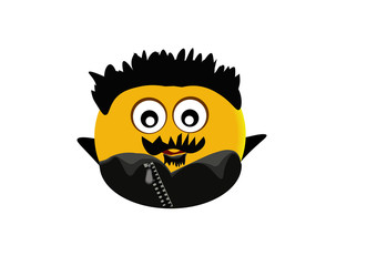 Cute cartoon rock star in leather jackets. Isolated Vector Illustration