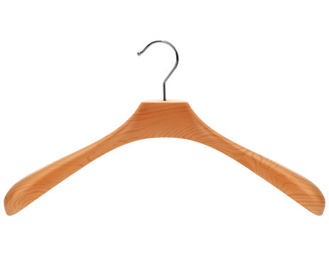 Wooden Hanger Isolated on white. Realistic 3d illustration