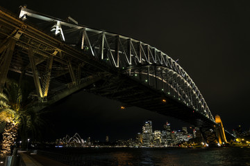 view of sydney city harbour in australia at night
