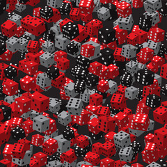 Red Black Grey Dice Seamless Pattern