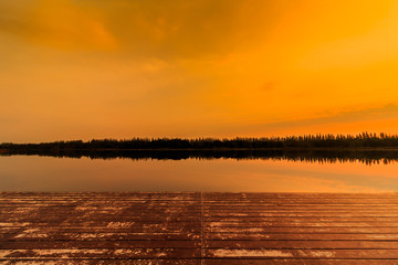 water and sky is beautiful in summer day at swamp