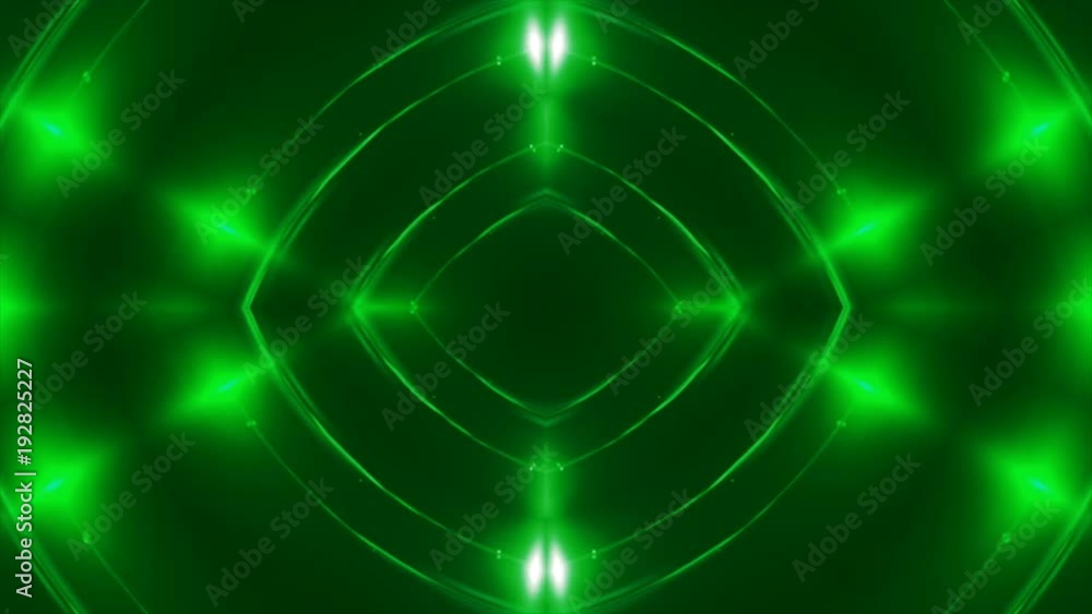 Poster abstract background with vj fractal green kaleidoscopic. 3d rendering digital backdrop. 4k animation