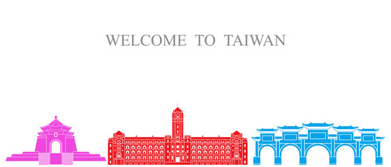 Naklejka premium Taiwan set. Isolated Taiwan architecture on white background