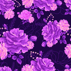 rose cute seamless pattern violet-01