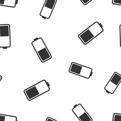 Battery icon seamless pattern background. Business flat vector illustration. Battery charge level sign symbol pattern.