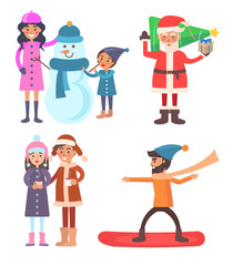 People Icons Winter Collection Vector Illustration