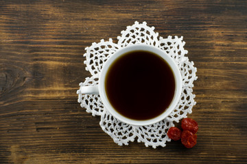 Obraz na płótnie Canvas Fruit tea with dried cornelian cherry. Dogberry. Dogwood.