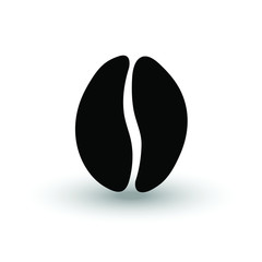 black coffee bean icon with shadow, modern vector