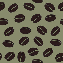 brown coffee beans on beige background vector seamless pattern, eps 10 background