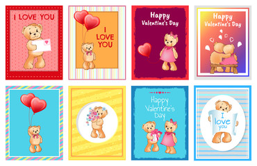 Valentines Day Postcards with I Love You Signs