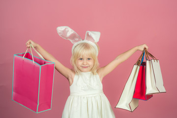 Small girl in bunny ears, easter