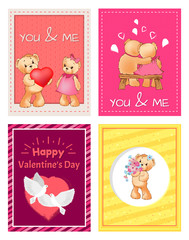I Love You and Me Teddy Bears Vector